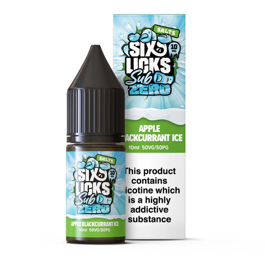 Apple Blackcurrant Ice - Six Licks Sub Zero Nic Salt - 10ml