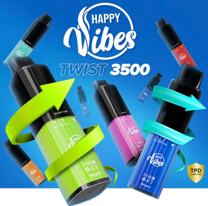 NEW Happy Vibes Twist 3500 Disposable Device 20mg